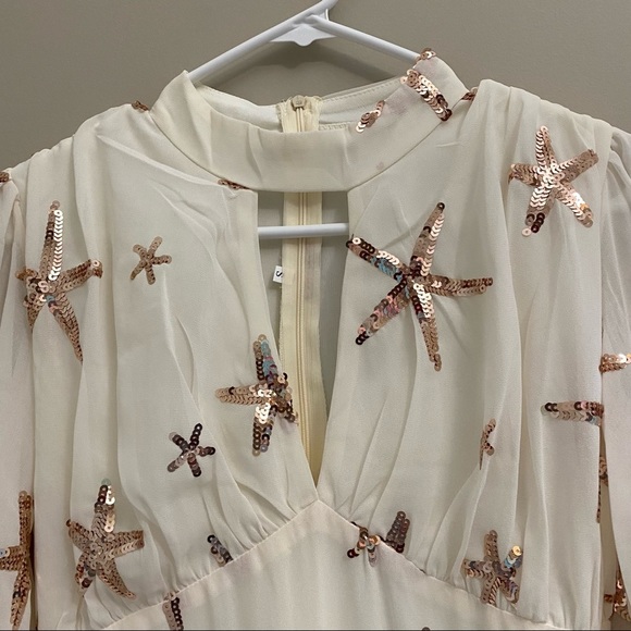 Chiffon Dress off White with Bead Work - Picture 6 of 13